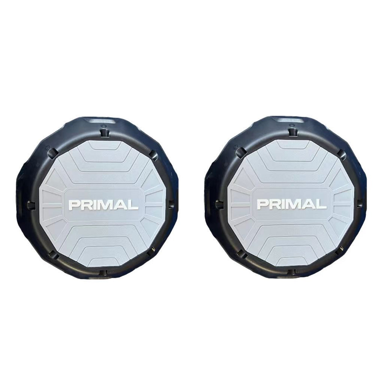 A pair of step risers for a studio training step.