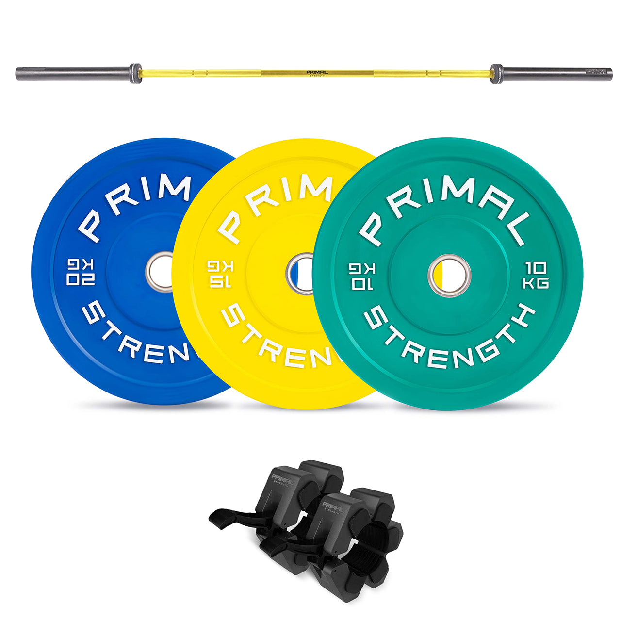 Pro Series 110kg Coloured Bumper Set & Yellow Bar