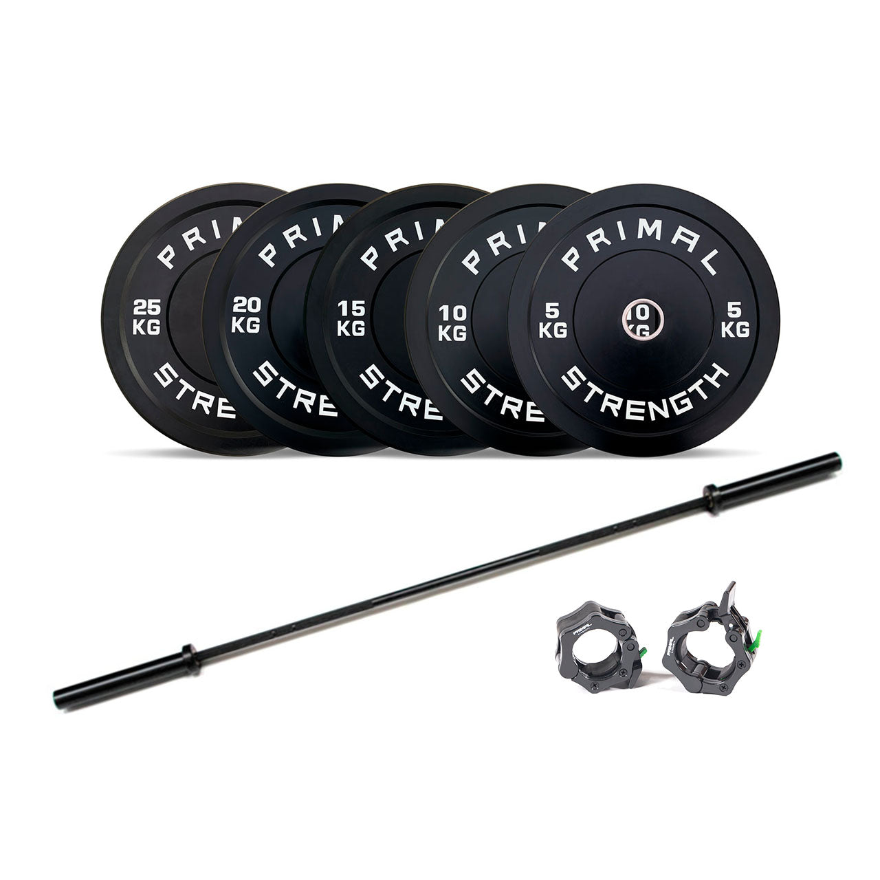 Primal Personal Series 150kg Black Bumper with Linda Bar and collars