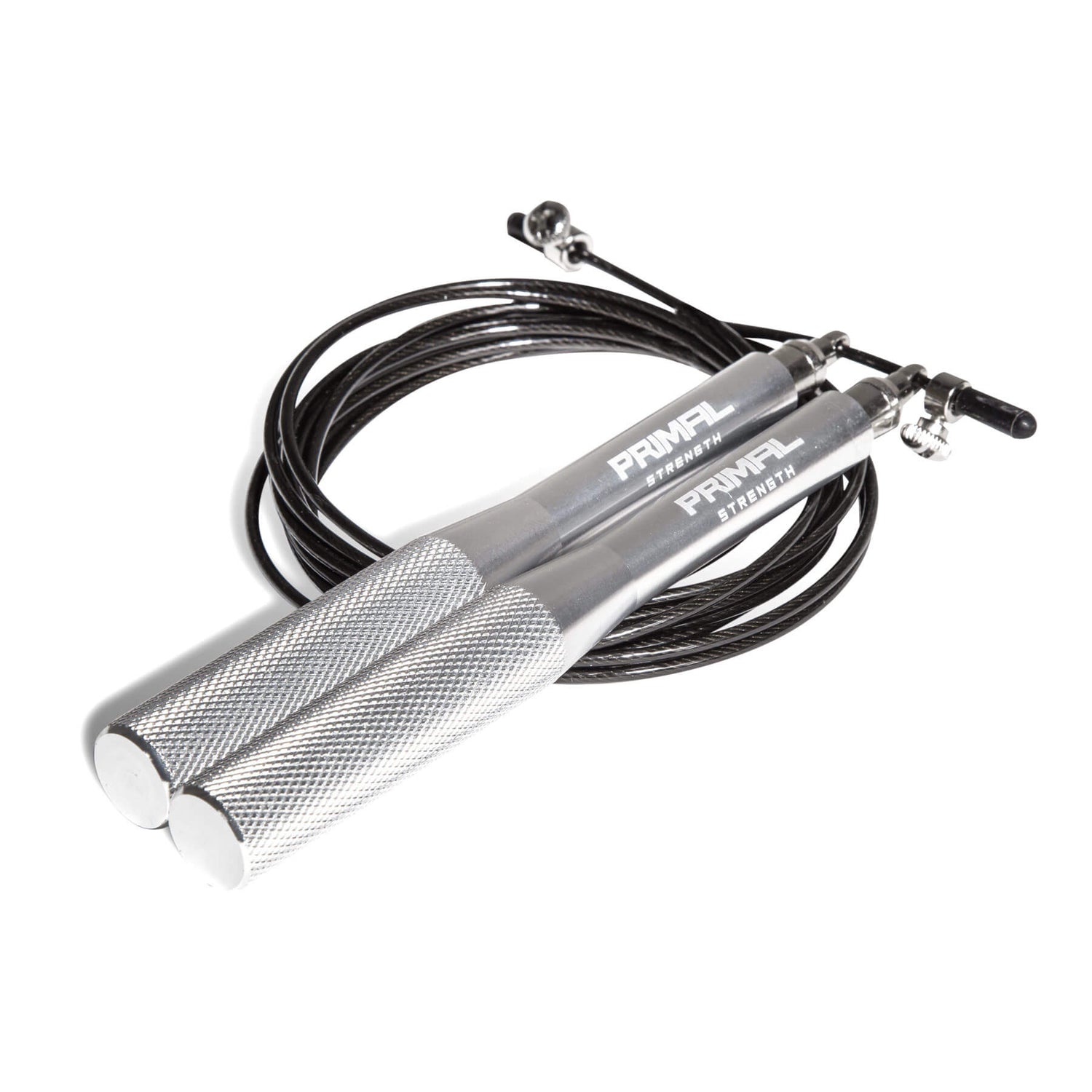 a wire speed skipping rope with stainless steel silver handles