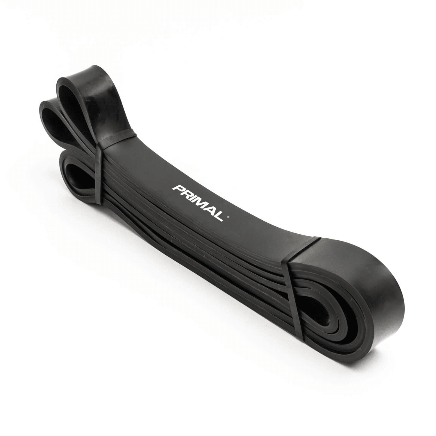 Black resistance band with 'Primal' branding on a white background