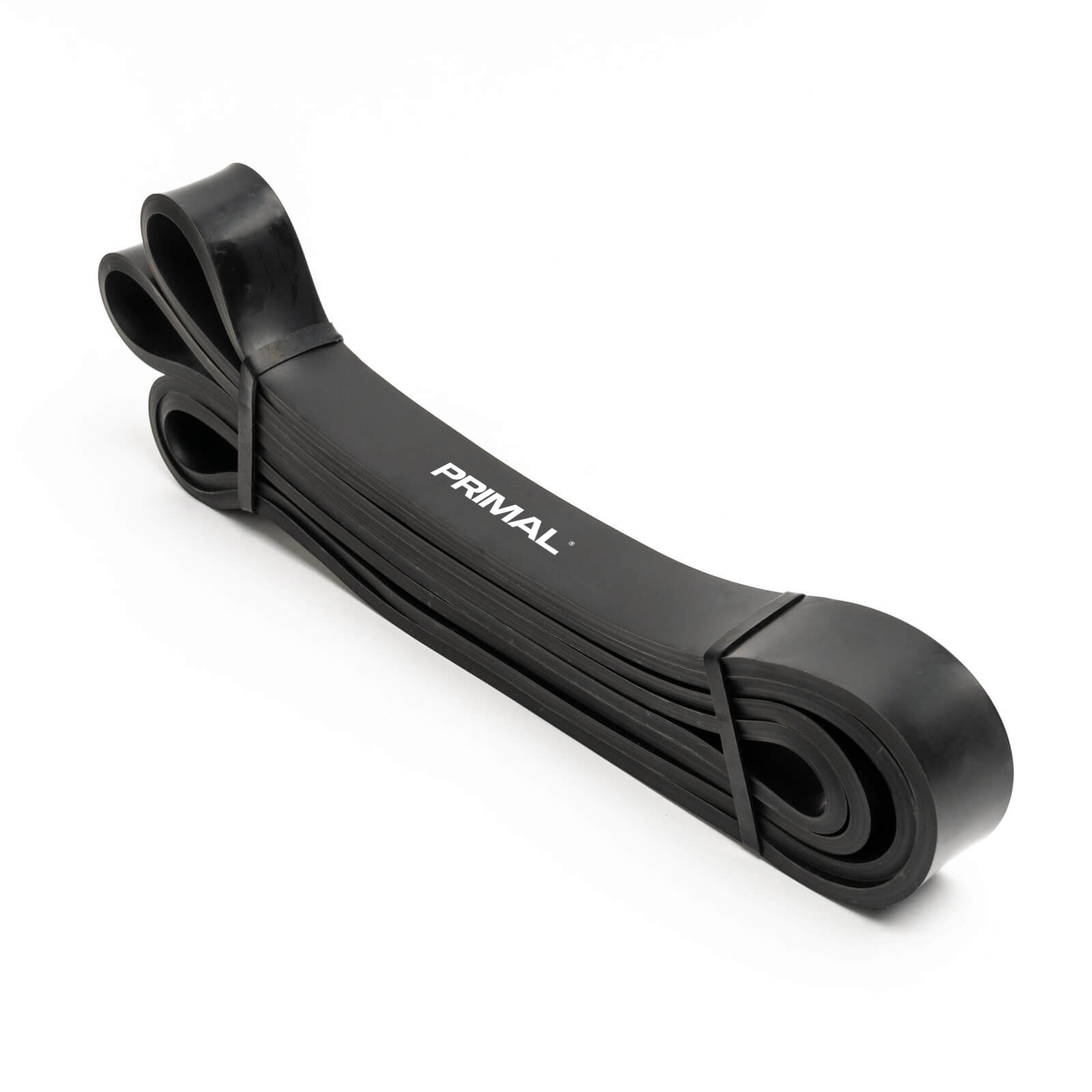 Black resistance band with 'Primal' branding on a white background
