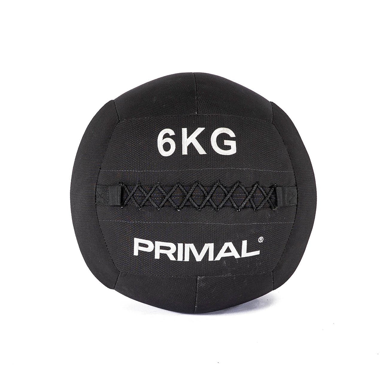 A 6kg black kevlar wall ball designed for Hyrox training.