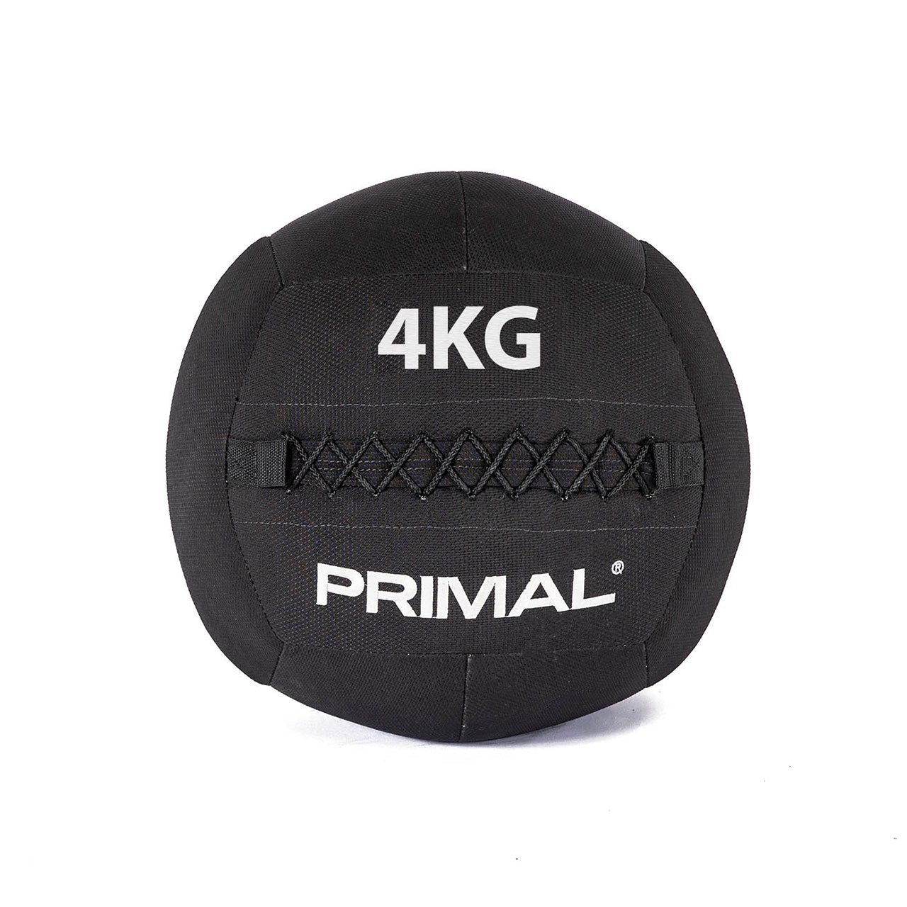 A 4kg black kevlar wall ball designed for Hyrox training.