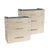 Wooden jerk block platforms for barbell workouts.