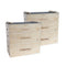 Wooden jerk block platforms for barbell workouts.