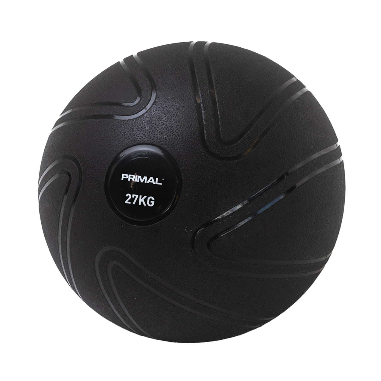 A black 27kg anti burst slam ball.