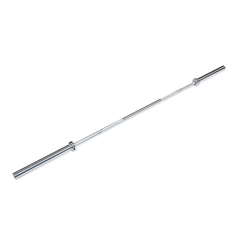 A chrome coated 450kg rated Olympic barbell.