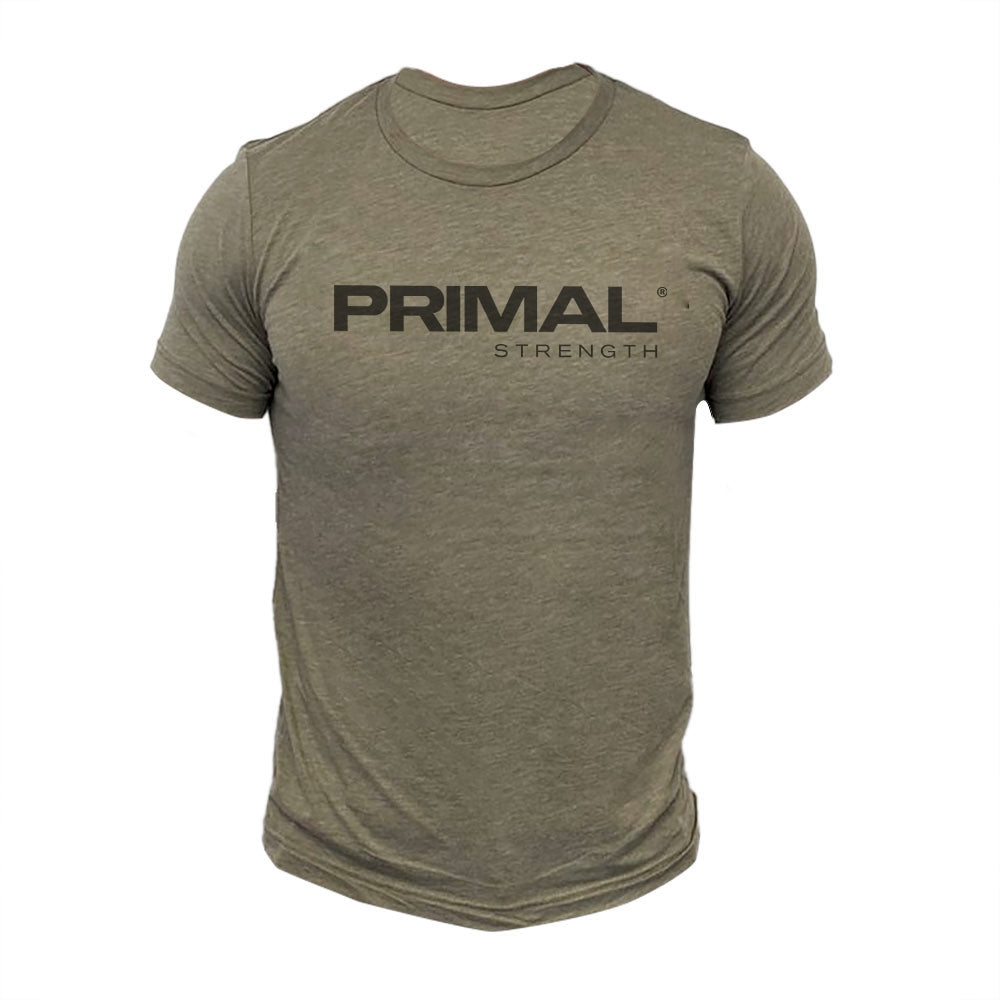 An olive green unisex t-shirt with crew neck style.