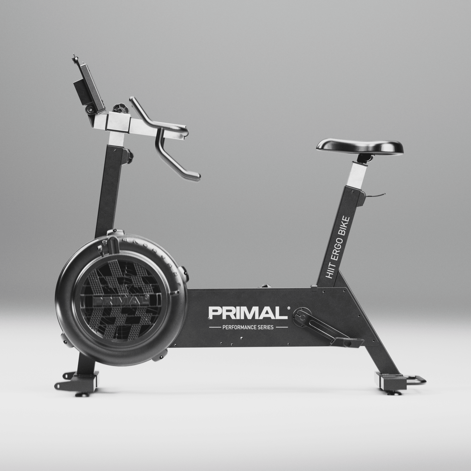A side on view of a commercial grade air bike.