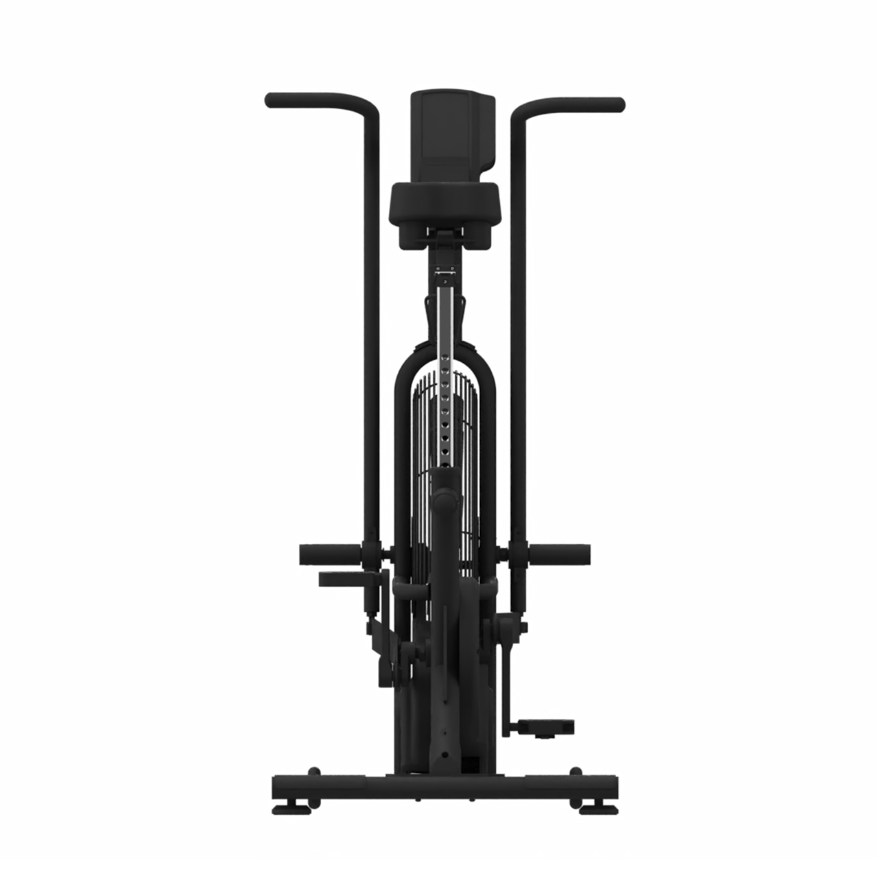 Black cable machine gym equipment on a white background