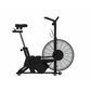 Black exercise bike with fan on a white background