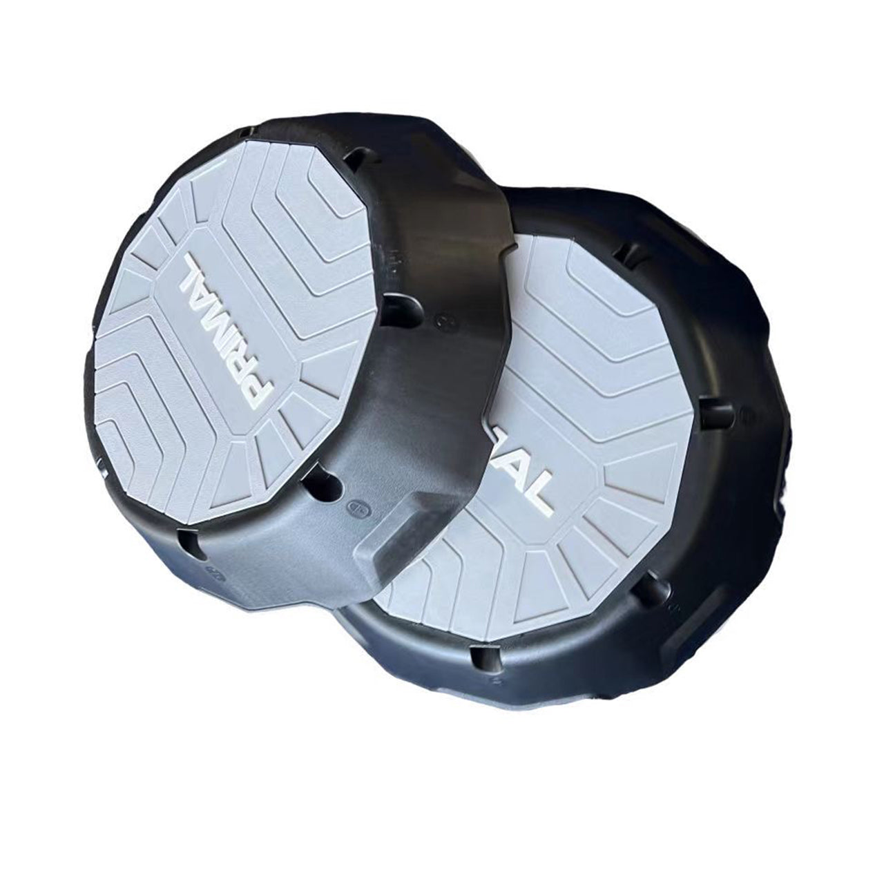 A pair of step risers for a studio training step.
