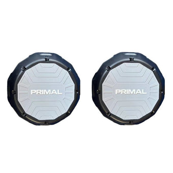 A pair of step risers for a studio training step.