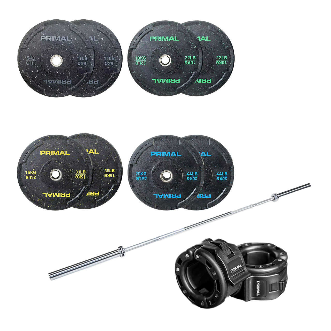 Primal Performance Series Hi-Temp Bumper Barbell Sets – Primal