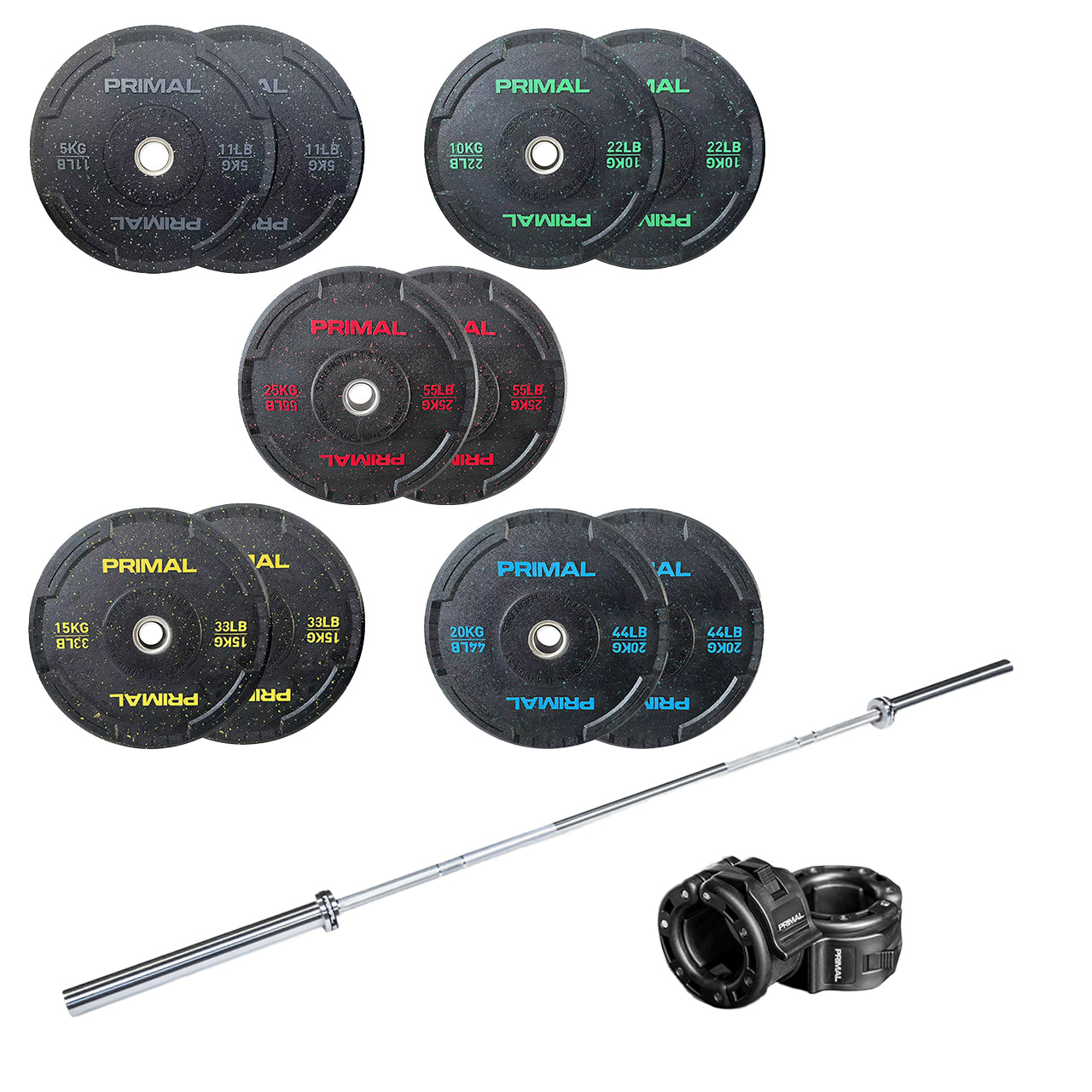 Primal Performance Series Hi-Temp Bumper & Barbell Sets