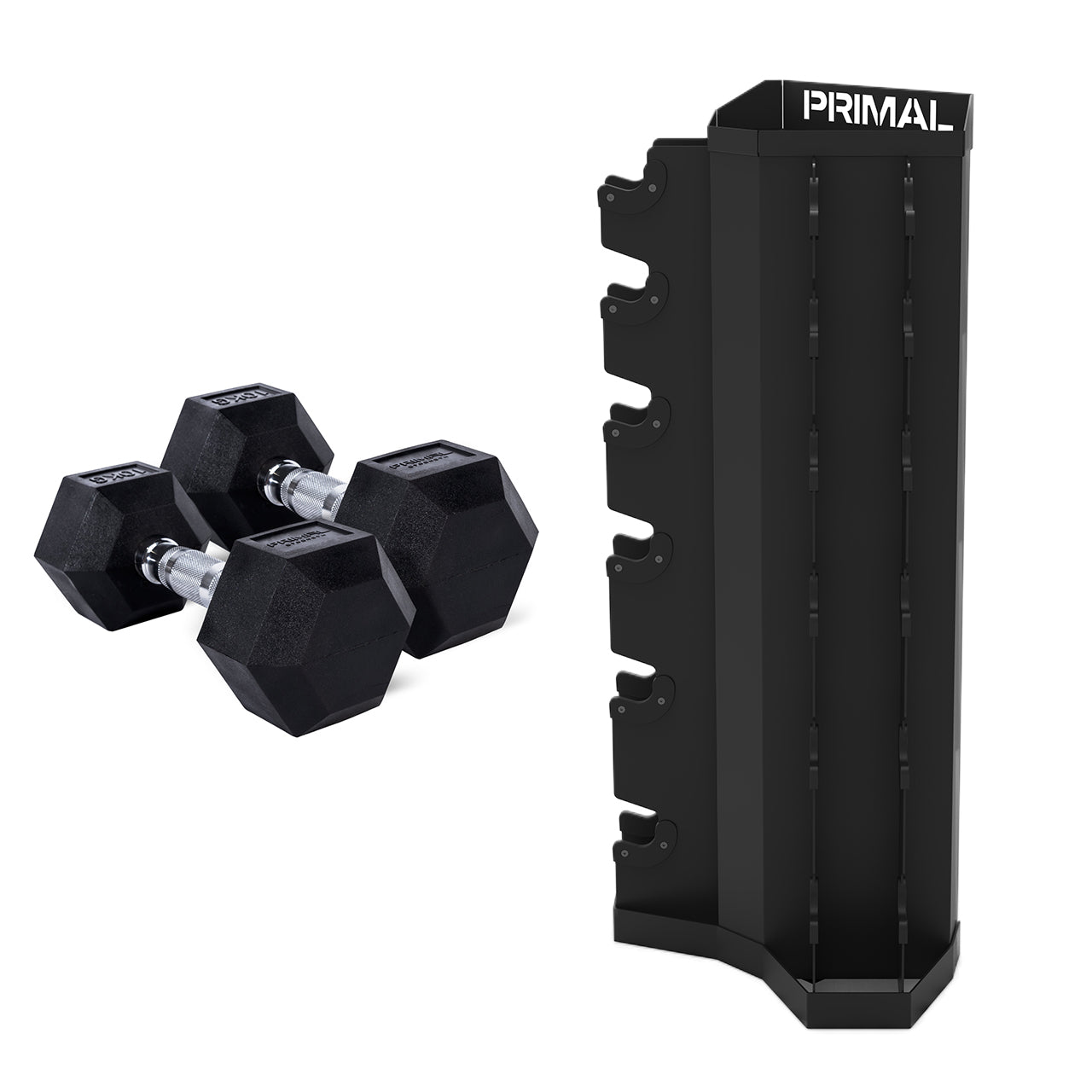 Primal Performance Series 210kg PVC Hex Dumbbell Package