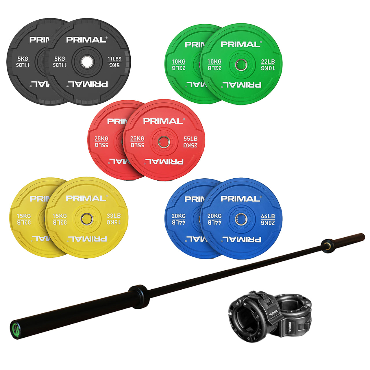 Primal Pro Series Coloured Bumper Plate (Sets)