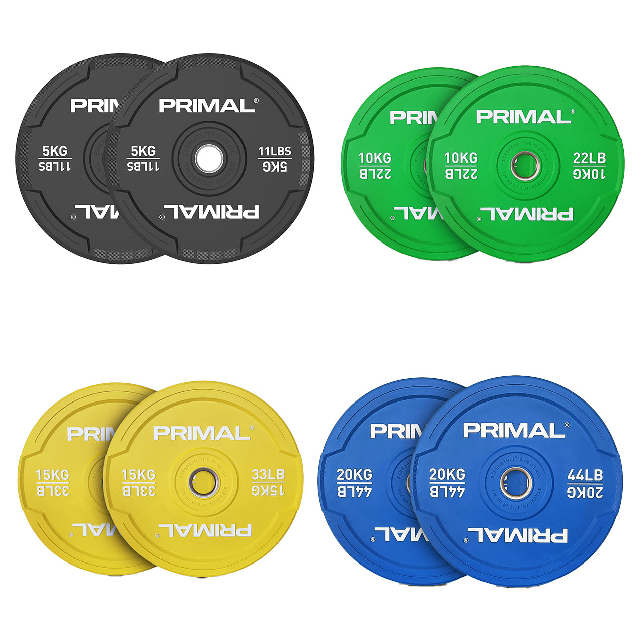 Primal Pro Series Coloured Bumper Plate (Sets)
