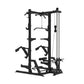 A view from the back of a half rack designed for home use.