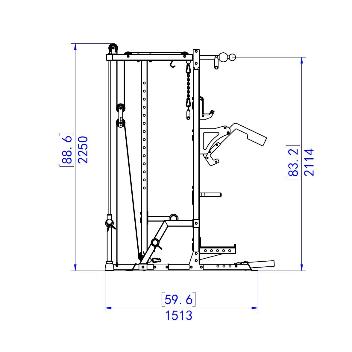 A technical drawing of a half rack.