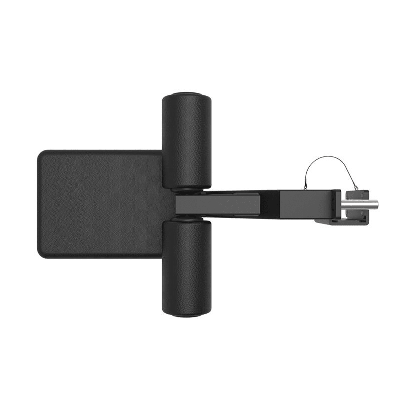 A black lat pulldown seat attachment for modular rigs & racks.