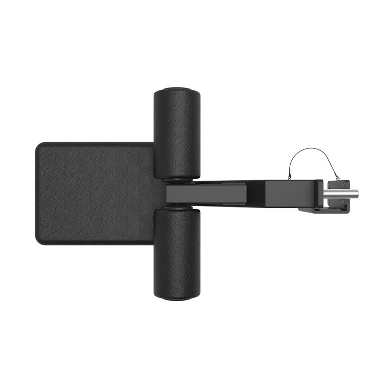 A black lat pulldown seat attachment for modular rigs & racks.