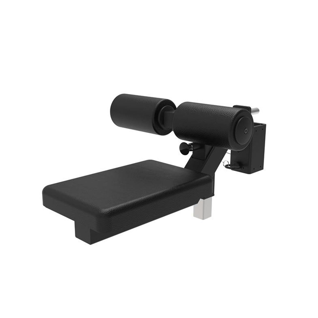 A black lat pulldown seat attachment for modular rigs & racks.