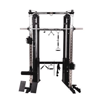 3 in 1 multi rack system for home & PT studios- includes half rack, smith machine & functional trainer.