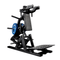 Black plate loaded hack squat machine on a white background.