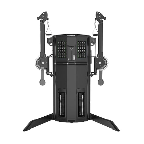 A commercial-grade dual arm functional trainer machine.