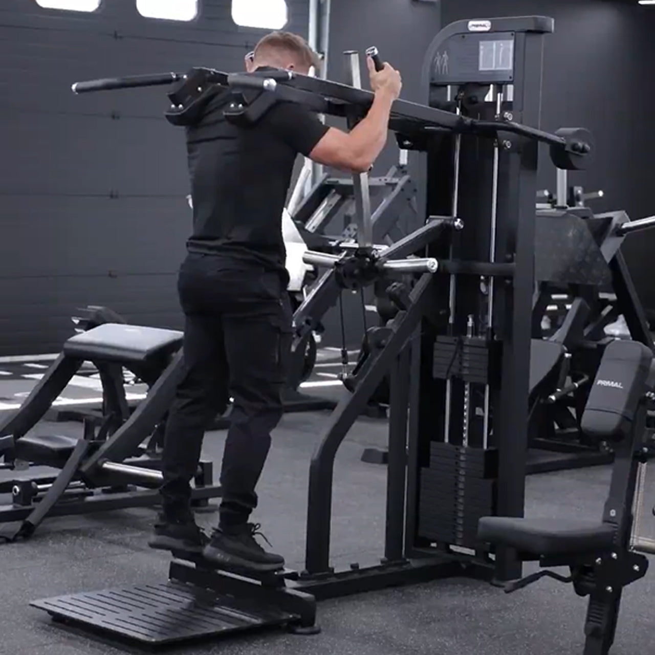 An athlete performing a calf raise.