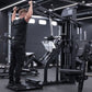 An athlete performing a viking press.