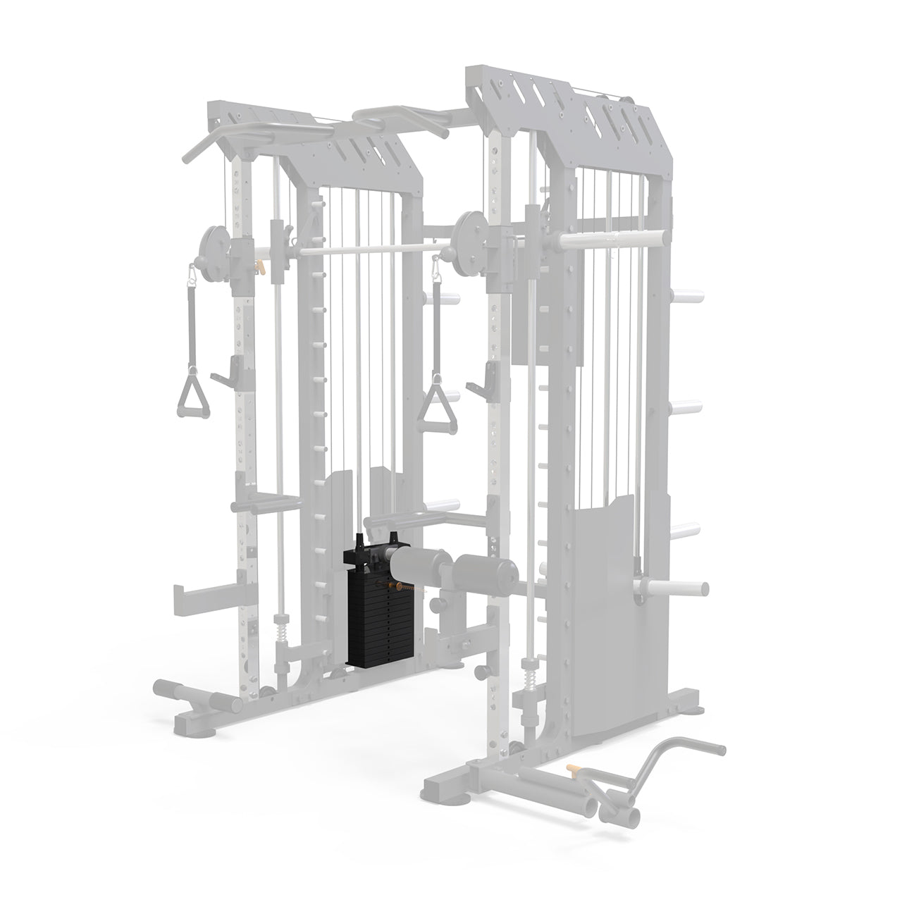A pair of 90kg weight stacks for use with a multi rack system.