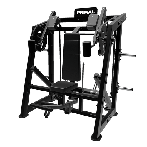 Angled view of plate-loaded pullover machine.