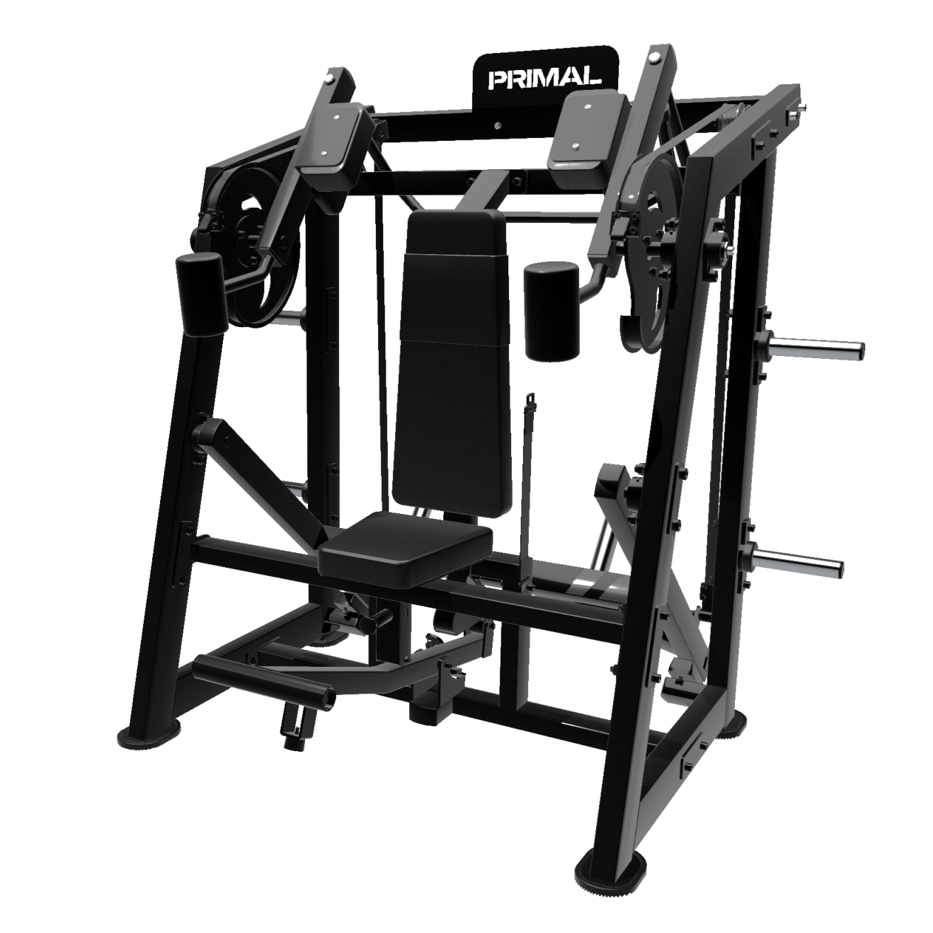 Angled view of plate-loaded pullover machine.