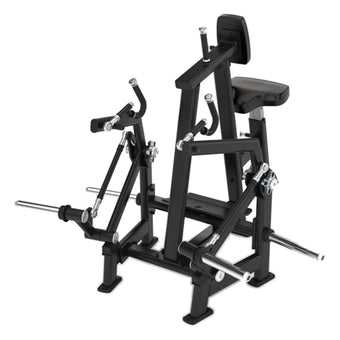 Commercial-grade plate loaded seated row machine.