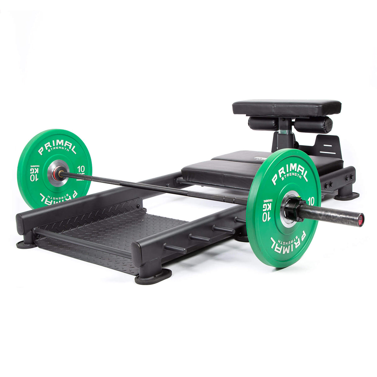 Hip Thruster & Floor Glute Ham Developer loaded with barbell