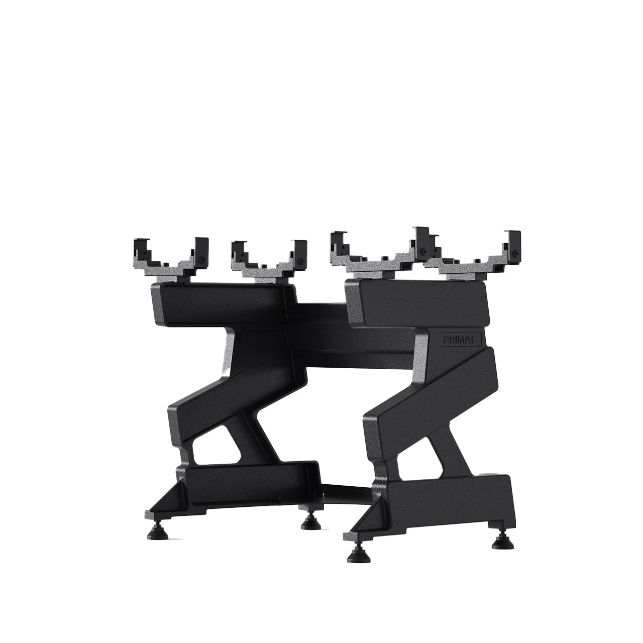 A storage stand for a pair of 40kg adjustable dumbbells.