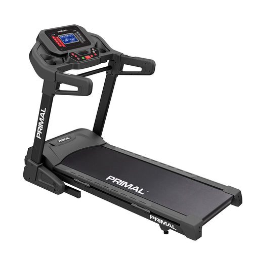 A folding treadmill for home gyms on a white background.