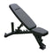 A black adjustable home gym bench.