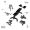 A weight bench with multiple attachments to offer different exercise movements.