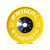 A yellow 15kg rubber calibrated bumper plate.