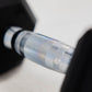 A close up of the grip handle on a hex dumbbell.