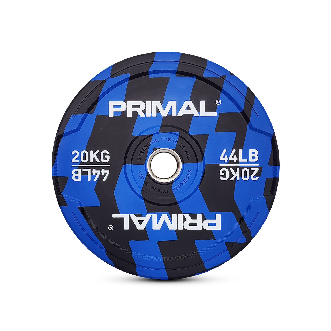 A 20kg patterned colour rubber bumper plate.