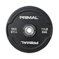 A black urethane bumper plate with steel centre ring.