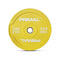 A 15kg single yellow rubber bumper plate.