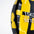Yellow and black weightlifting plate with '15kg' and '33lbs' text on a white background