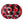 A pair of 25kg red and black patterned bumper plates.