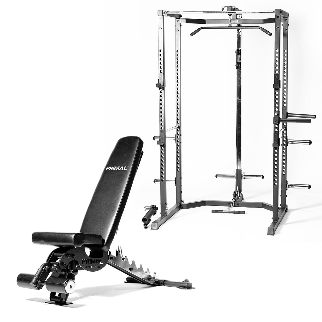 Primal Personal Series Power Rack & Adjustable Gym Bench Package ...
